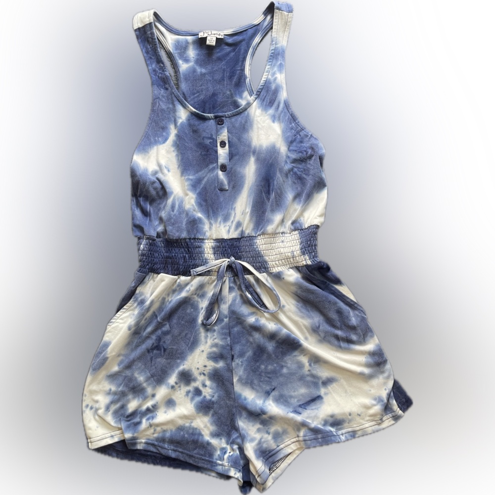 J for Justify Blue and White Tie-Dye Romper